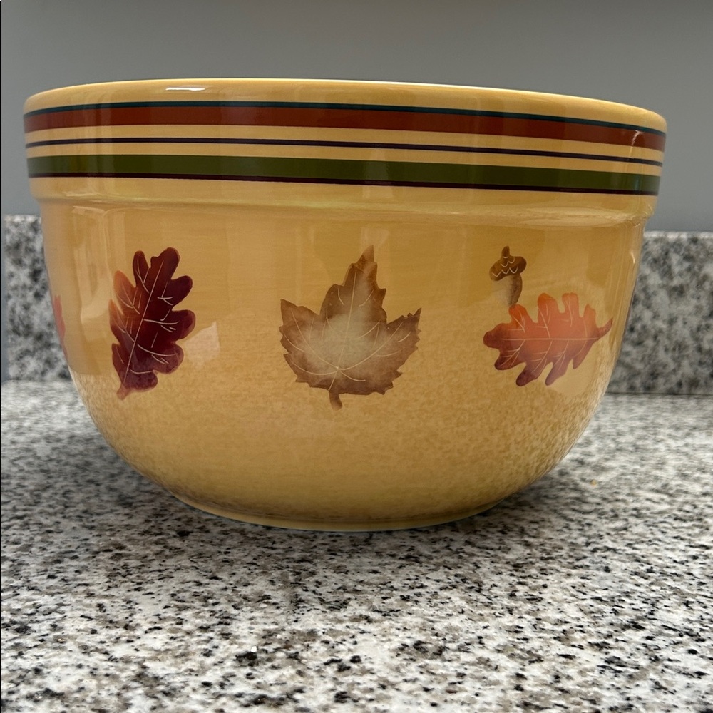 Harvest Autumn Leaf Design Fall Ceramic Large Mixing Bowl